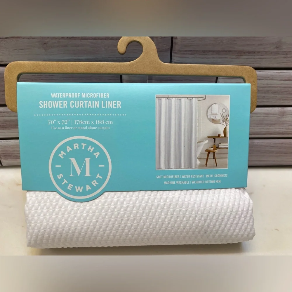Martha Stewart ❤️Shower Curtain Liner waterproof soft microfiber white New